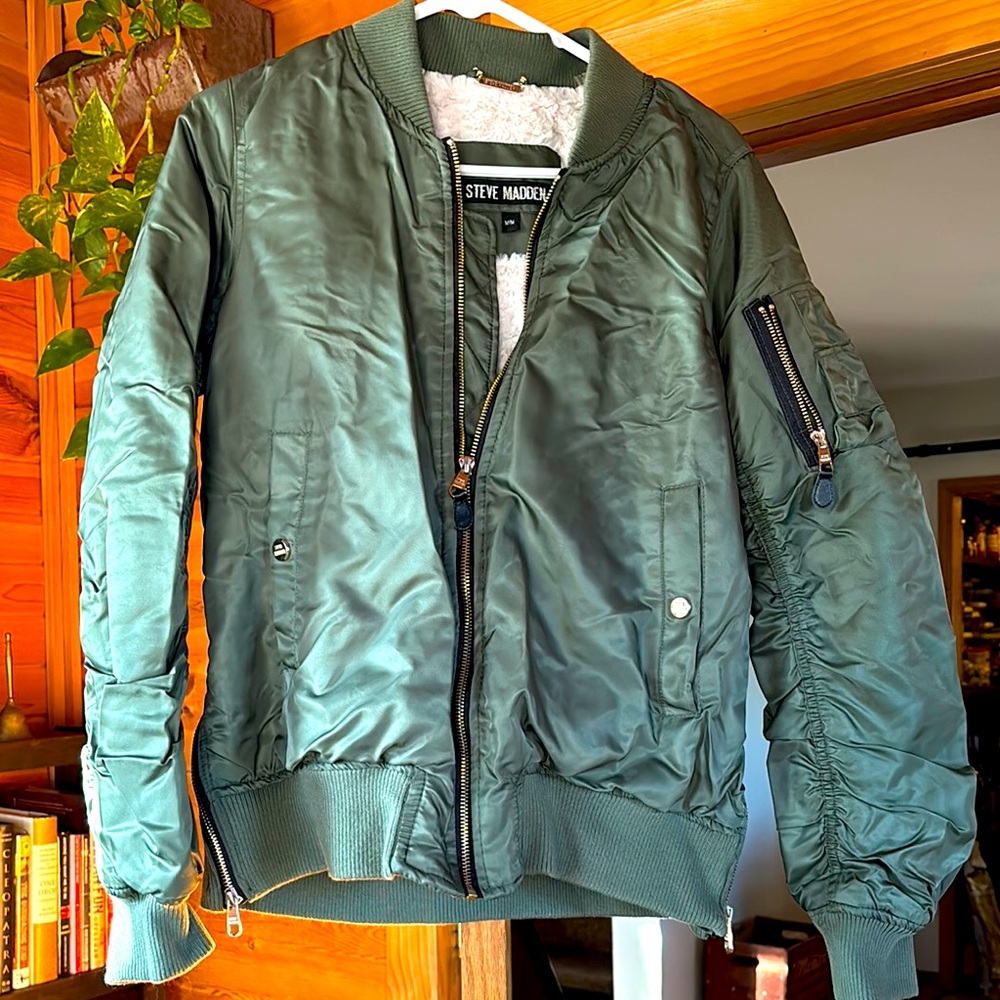 💋Steve Madden Green Lined Bomber Jacket